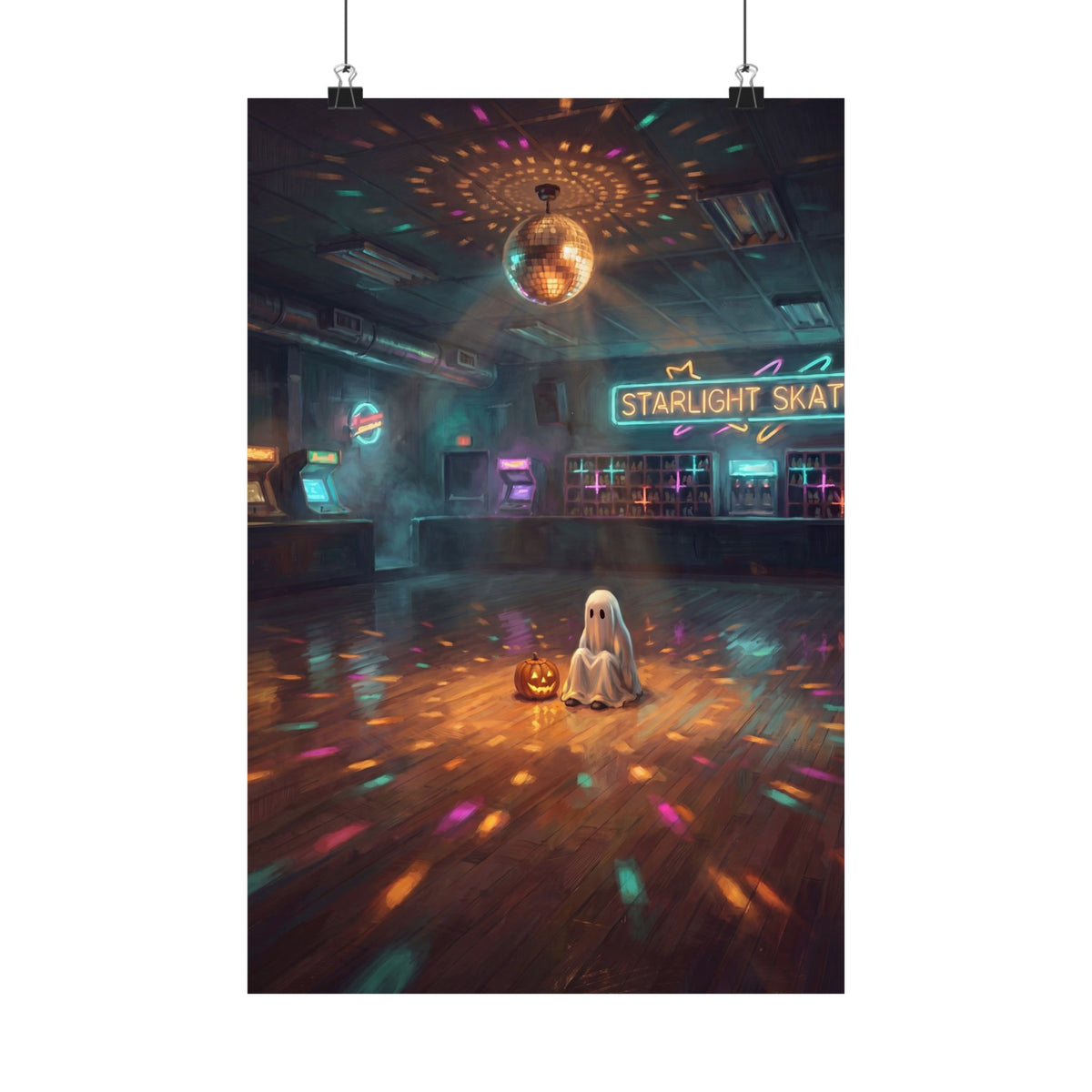 Lonely Ghost — Last Skate | Vintage Halloween Poster Print