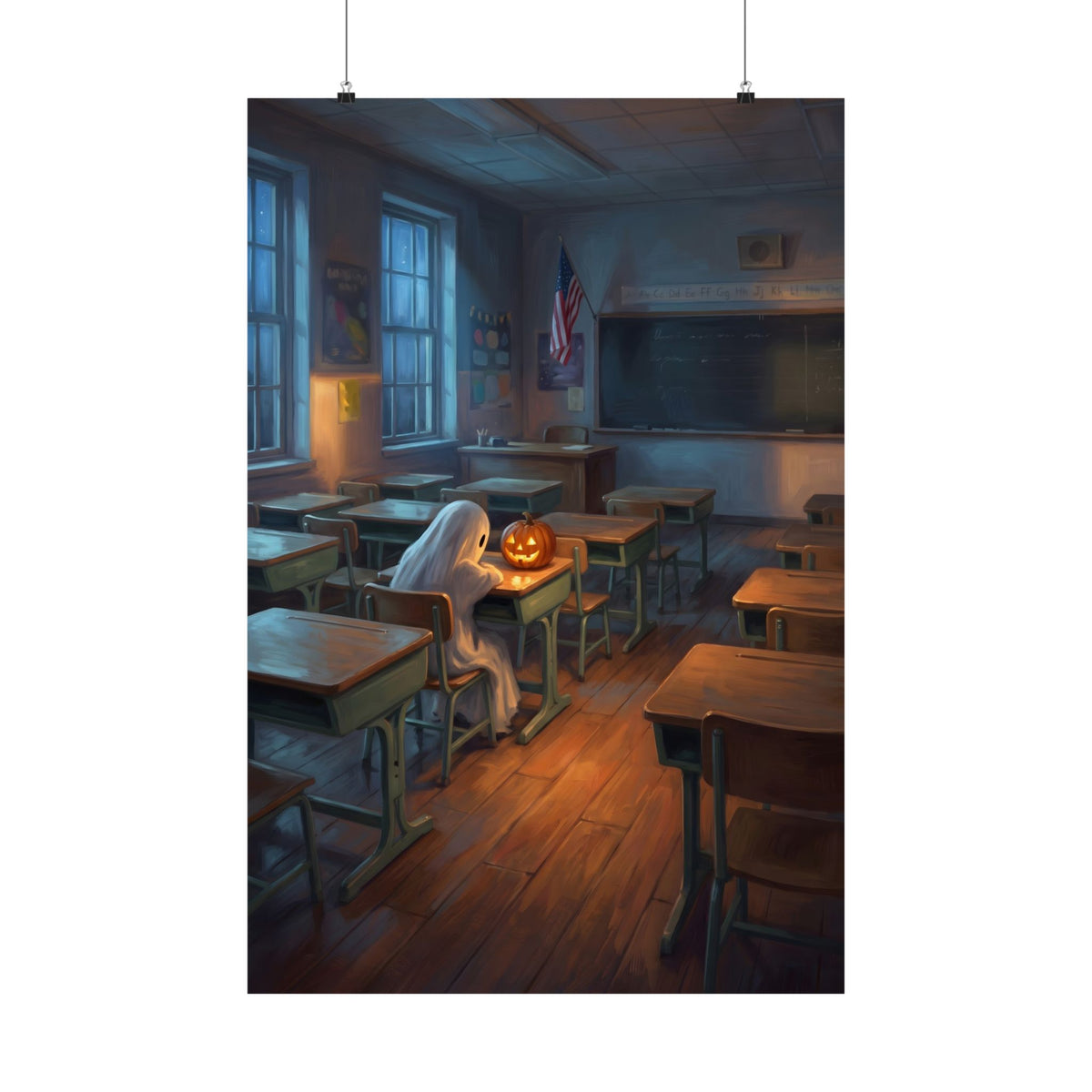 Lonely Ghost — After the Bell | Vintage Halloween Poster Print