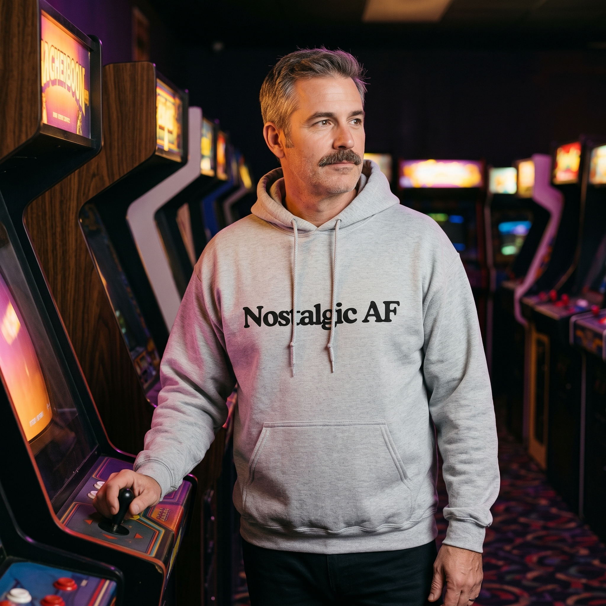 Nostalgic AF Heavyweight Hoodie (Black Print)