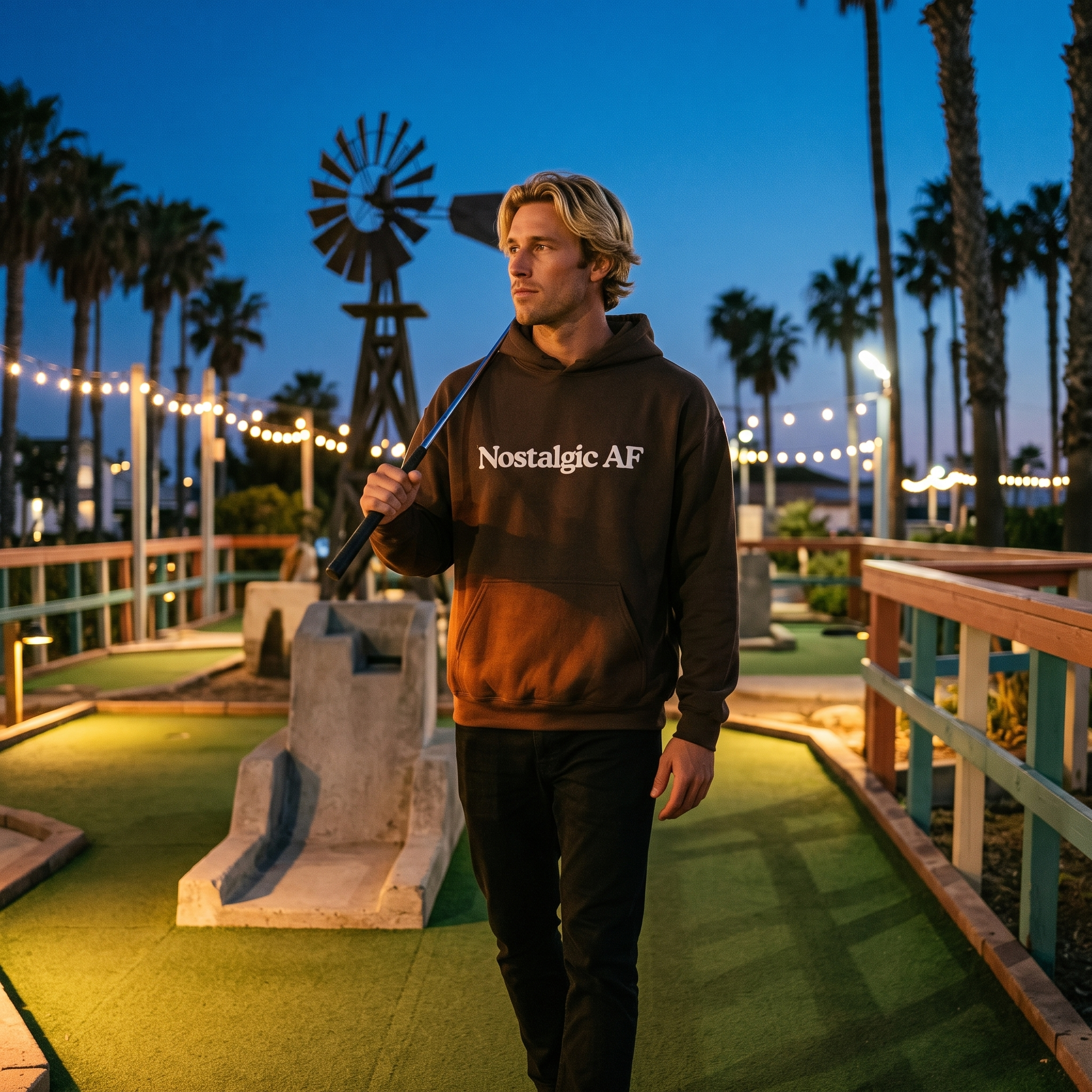 Nostalgic AF Heavyweight Hoodie (White Print)