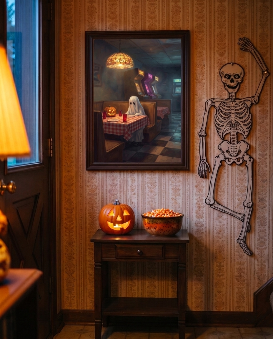 Lonely Ghost — Table for One | Vintage Halloween Poster Print