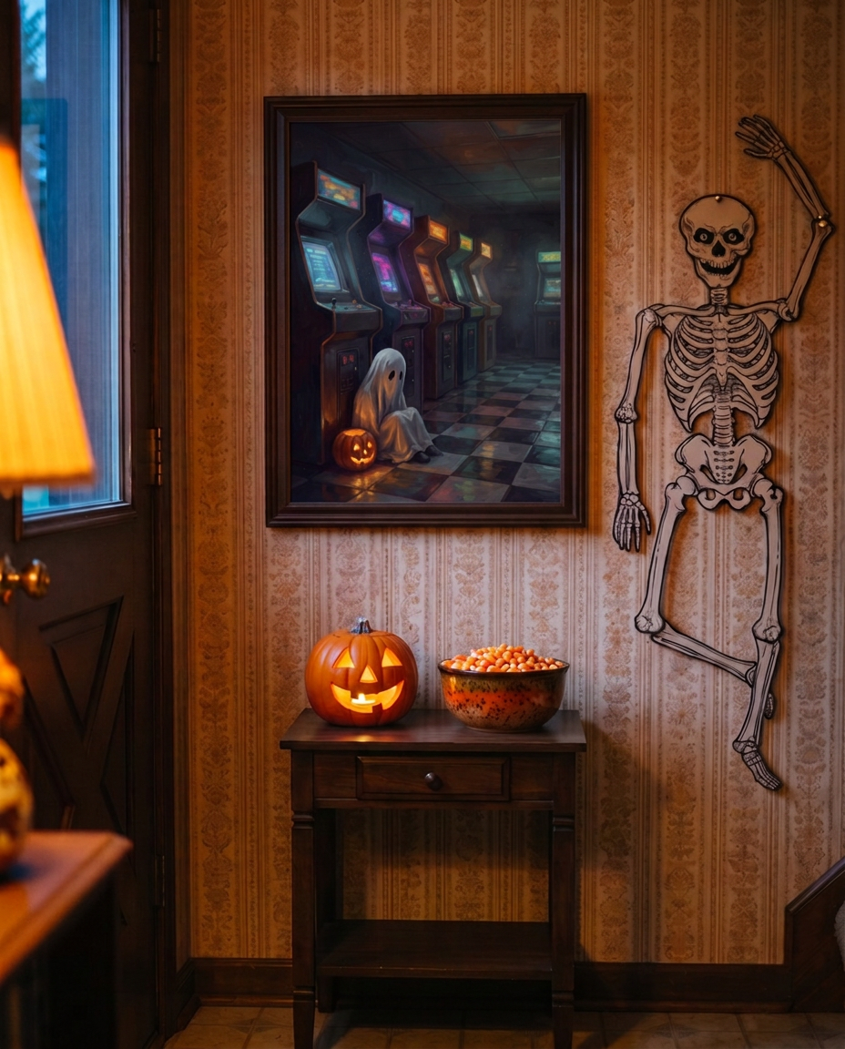 Lonely Ghost — Arcade Vigil | Vintage Halloween Poster Print