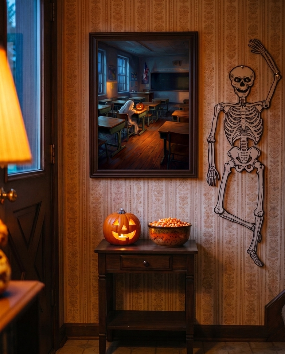 Lonely Ghost — After the Bell | Vintage Halloween Poster Print